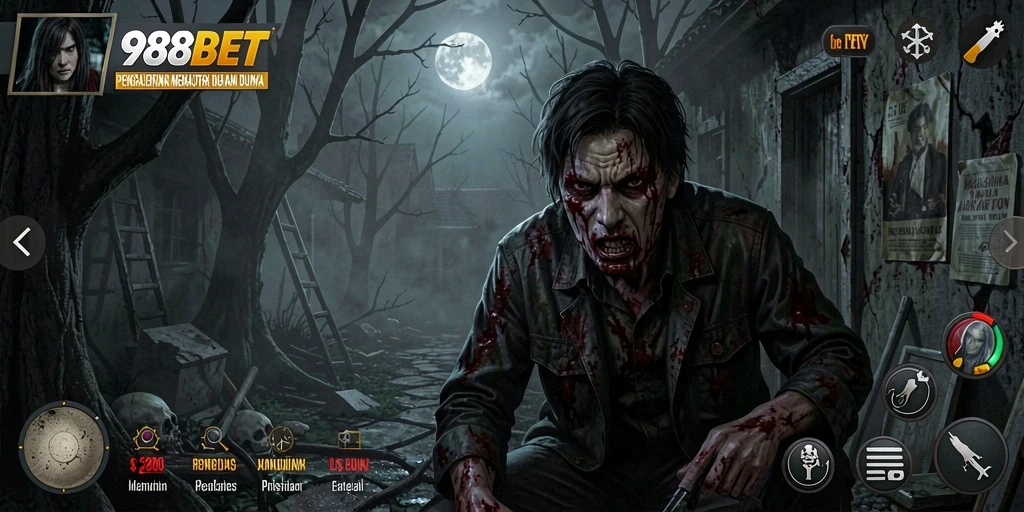 Screenshot dari gameplay 988BET yang menegangkan dan menyeramkan.