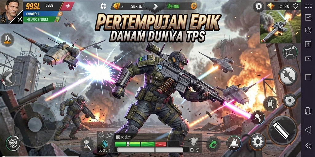 Tangkapan layar utama 99SL menampilkan aksi pertempuran yang seru.