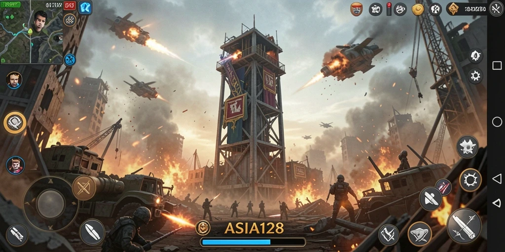 Tampilan permainan menara yang intens dan strategis di ASIA128.