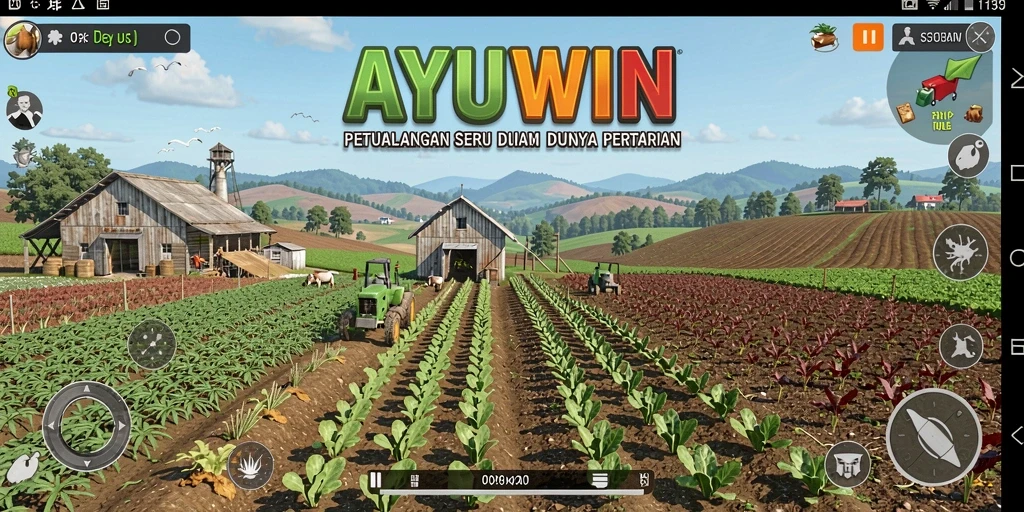 Cuplikan gameplay AYUWIN menunjukkan pengalaman bertani yang seru.