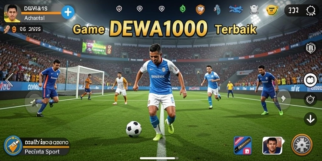 Screenshot utama DEWA1000 menunjukkan aksi seru dalam pertandingan olahraga.
