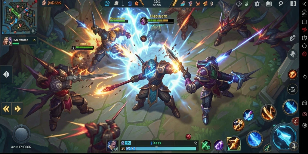 Menampilkan pertempuran epik di arena DMD686 dengan strategi MOBA.