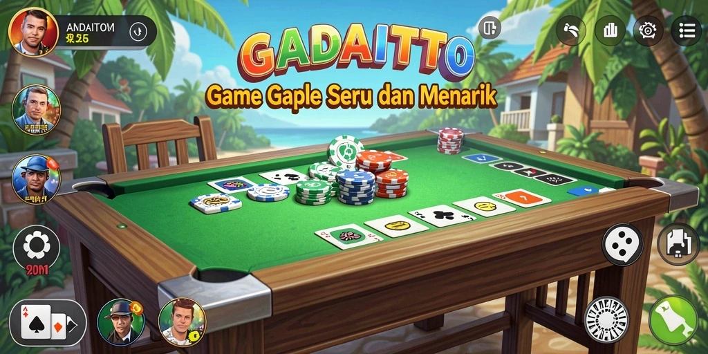 Screenshot GADAITOTO menampilkan gameplay Gaple yang seru.