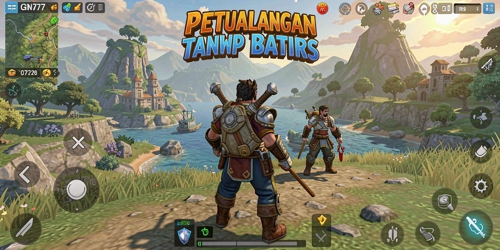 Screenshot utama GN777 menampilkan momen epik dalam dunia terbuka.