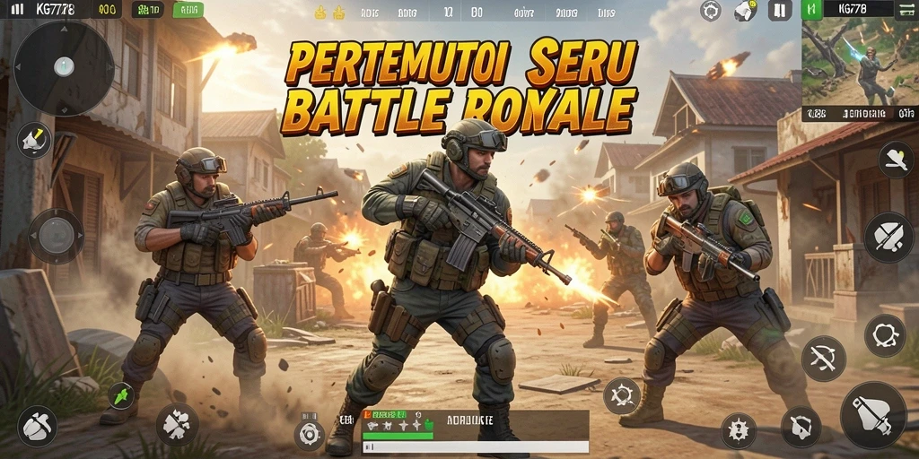 Tampilan menegangkan pertempuran di KG778 dengan gameplay Battle Royale.