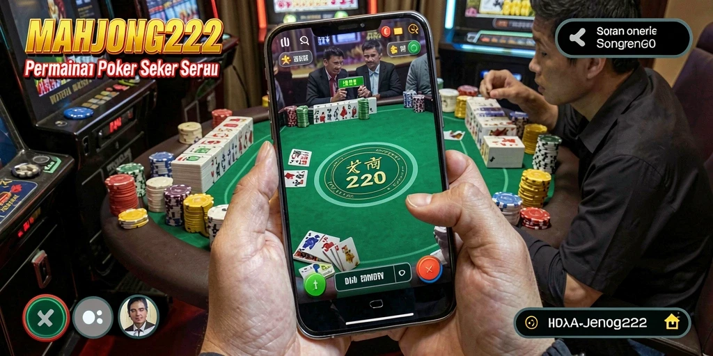 Screenshot gameplay MAHJONG222 menampilkan suasana permainan poker yang seru.