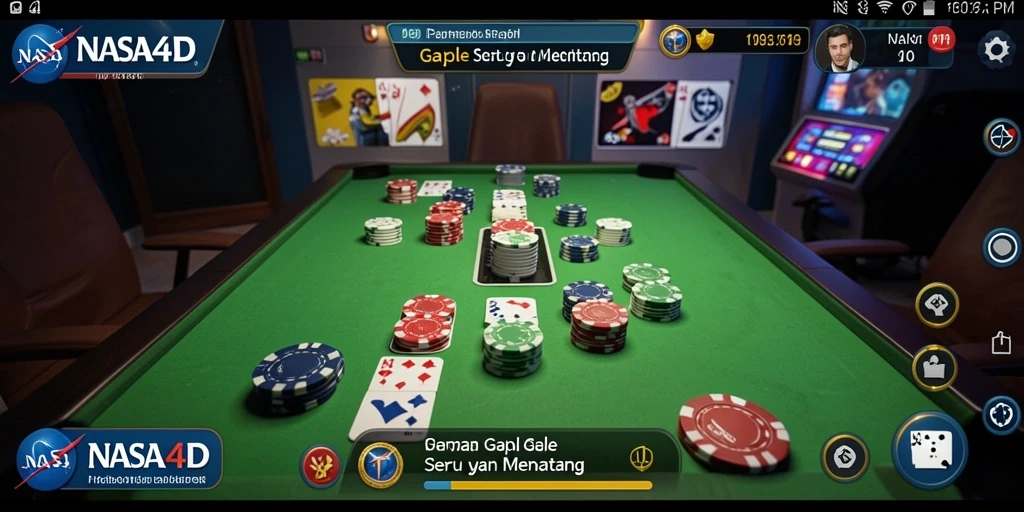Screenshot gameplay Gaple NASA4D yang menampilkan aksi seru antar pemain.