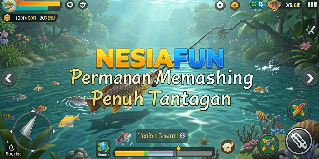 Screenshot NESIAFUN menampilkan momen menangkap ikan yang mendebarkan.