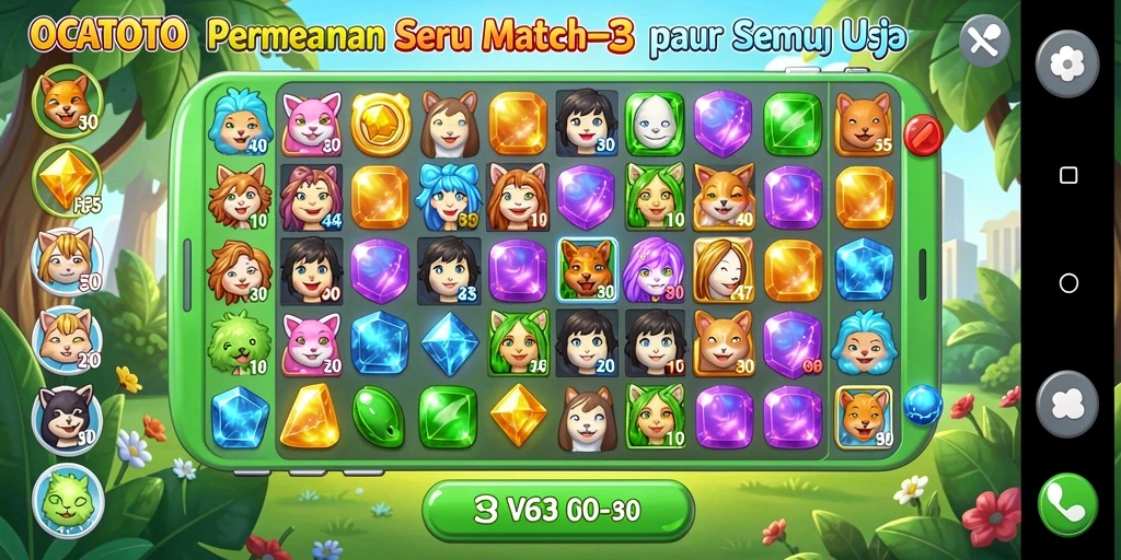 Tangkapan layar gameplay OCATOTO dengan tantangan mencocokkan objek.
