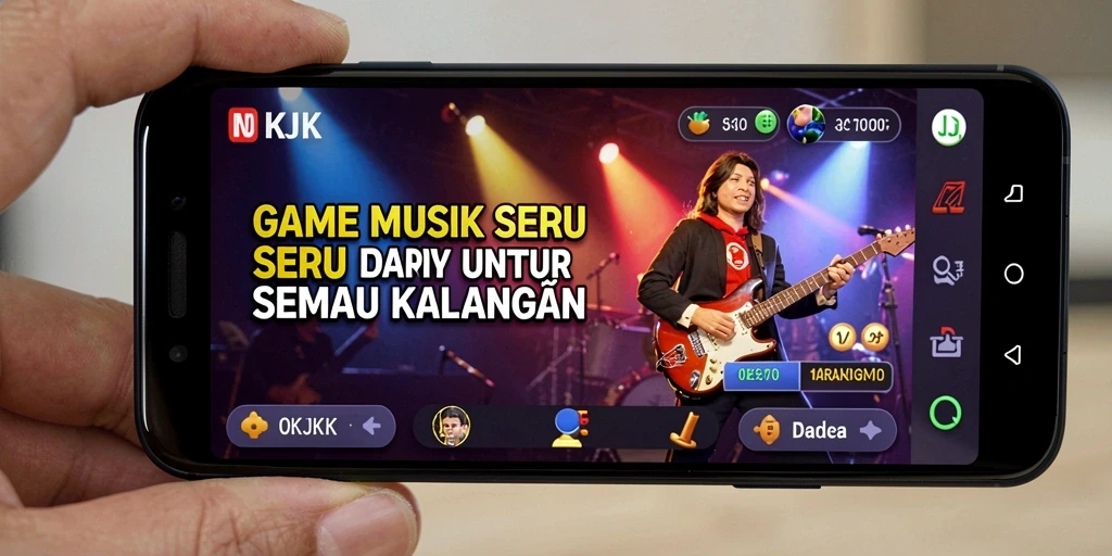 Screenshot gameplay OKJK menampilkan momen seru saat bermain musik.