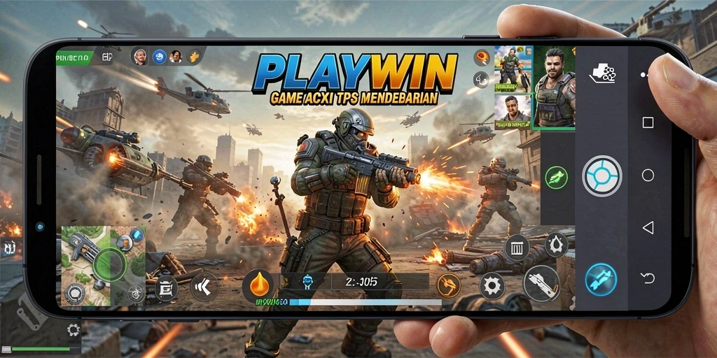 Tangkapan layar gameplay seru dalam <strong>PLAYWIN</strong> menampilkan pertempuran strategi TPS.