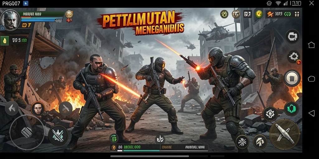 Tangkapan layar utama PRG007 dengan aksi gameplay yang intens.