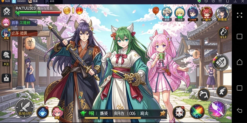 Tampilan gameplay menarik dengan karakter anime beraksi.