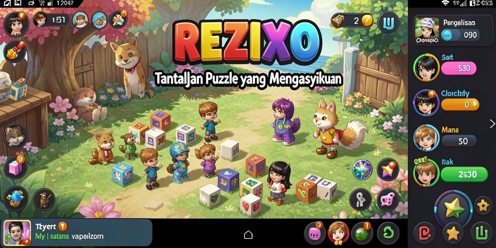 Tangkapan layar gameplay <strong>REZIXO</strong> yang menunjukkan teka-teki yang menantang.