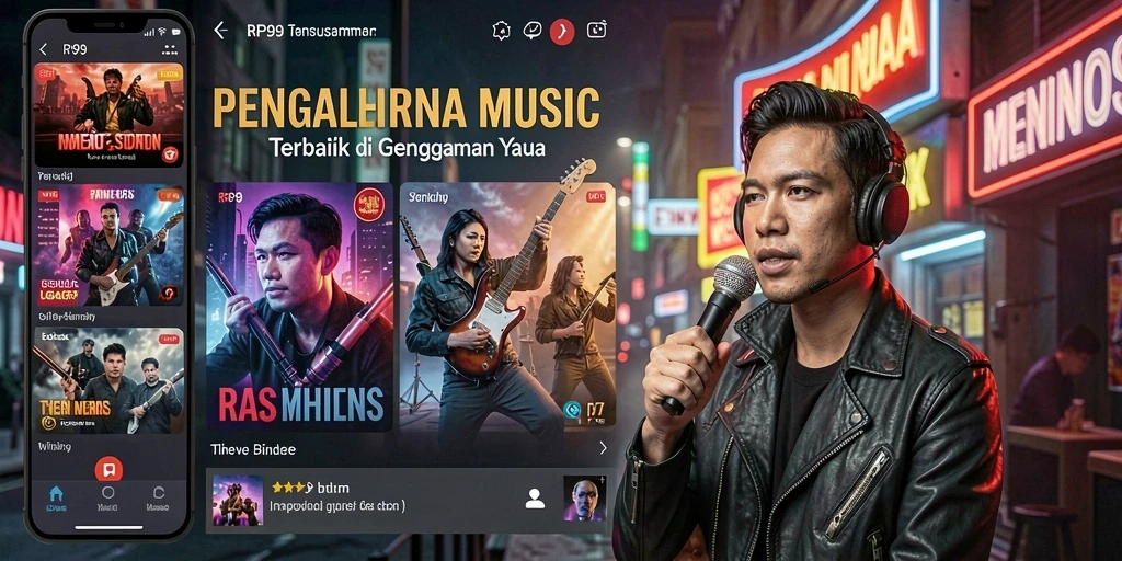 Tampilan gameplay RP99 dengan interaksi musik yang menarik.