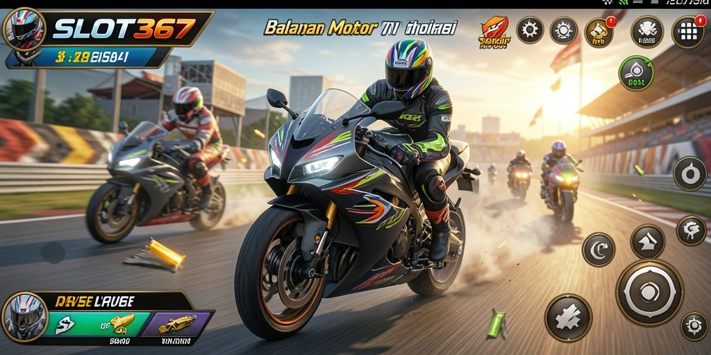 Gameplay SLOT367 menunjukkan balapan motor yang intens dan mendebarkan.