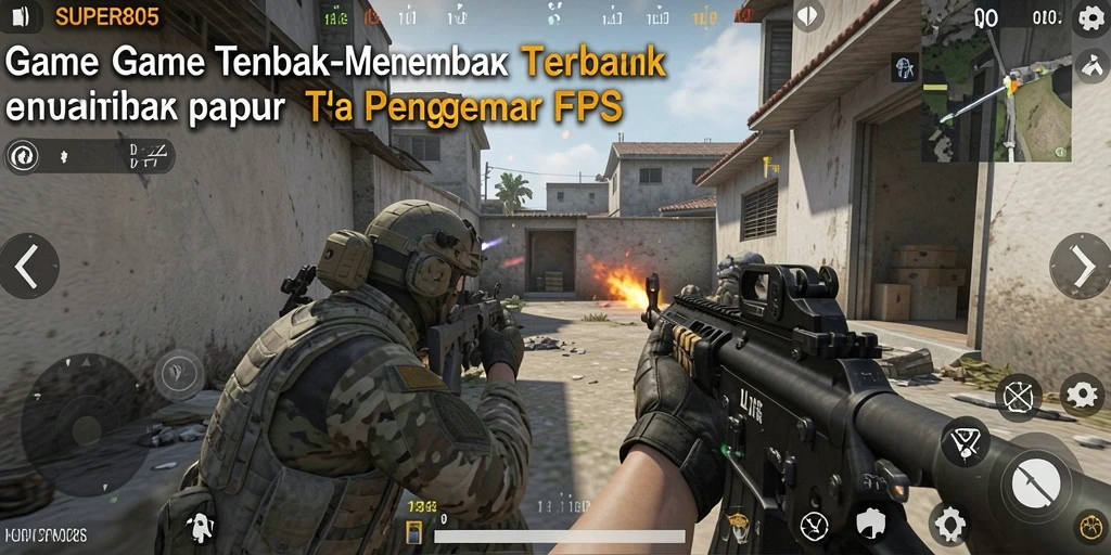 Tangkapan layar menampilkan aksi tembak-menembak mendebarkan dari SUPER805.
