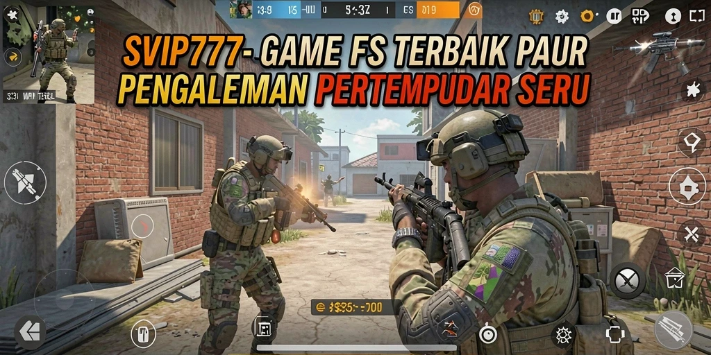Menggambarkan aksi seru dalam game FPS SVIP777.