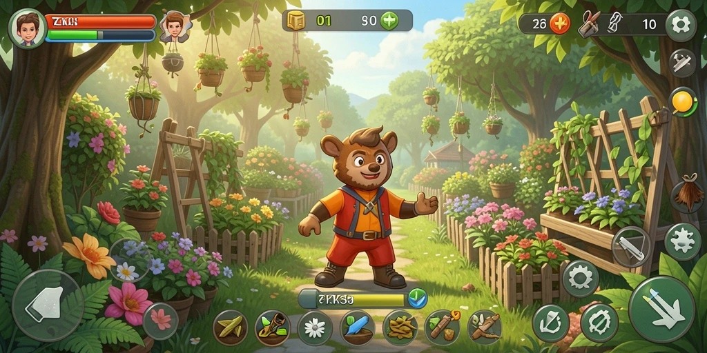Gameplay ZK3 menampilkan pemeliharaan lahan pertanian yang menarik.